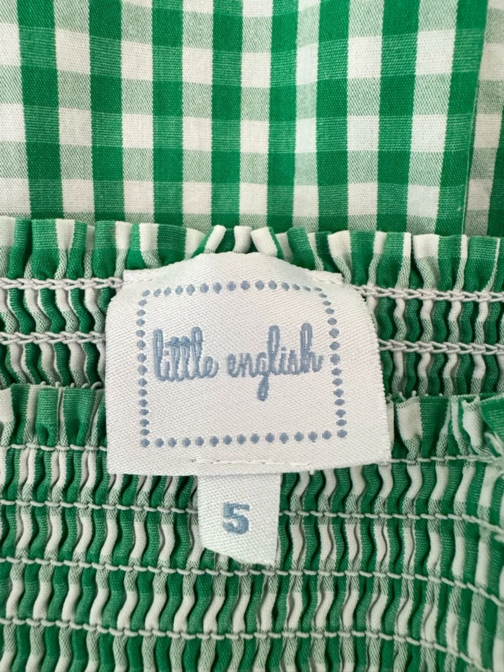 Little English Green Gingham Smocked Sundress with Ruffle Hem, Size 5 - Picture 8 of 10